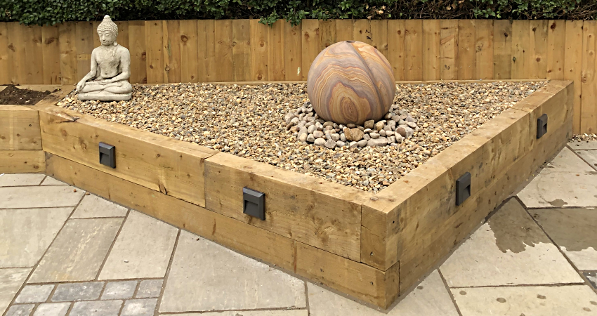 Garden water feature with statue